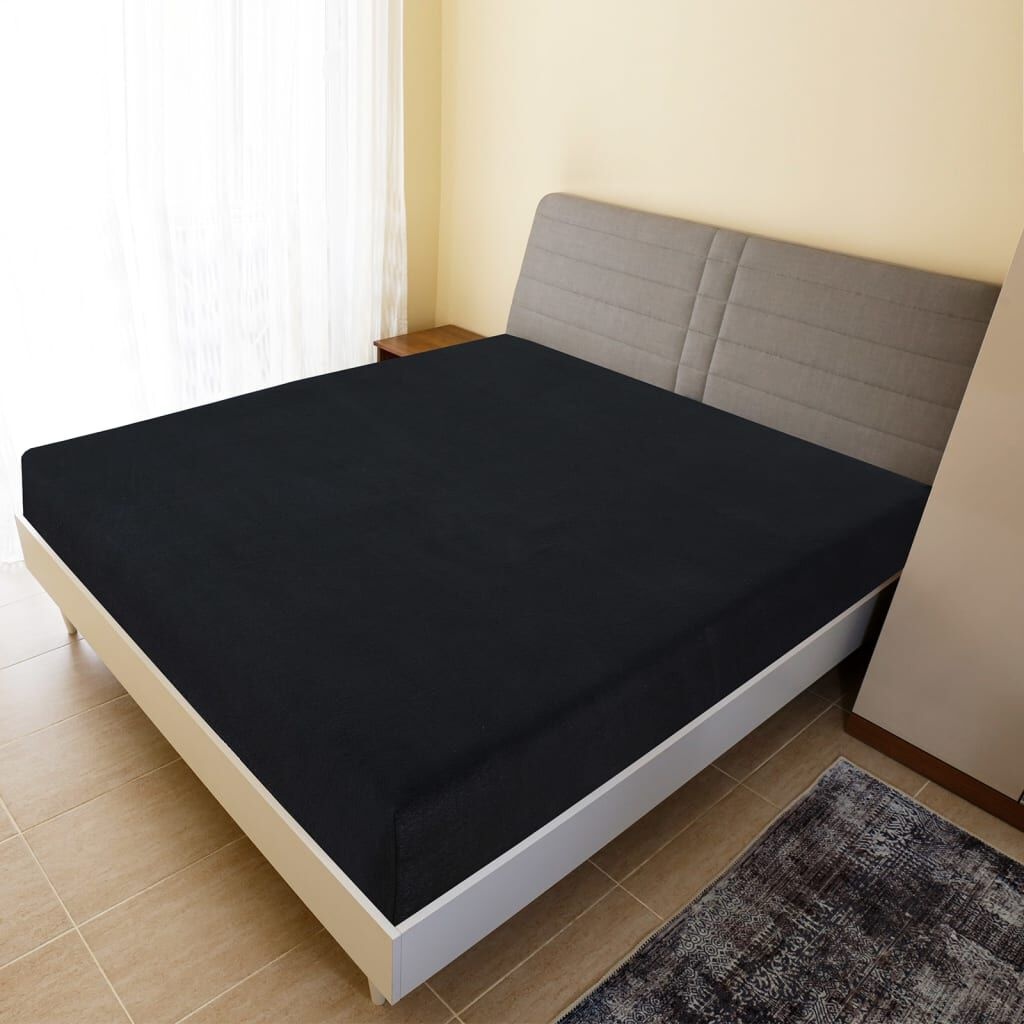 vidaXL Jersey Hoeslakens 2x 140x200 Zwart Katoen - Retourdeal!
