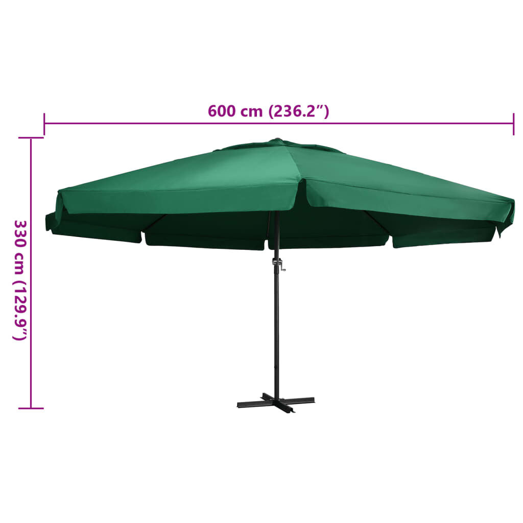vidaXL Parasol 600cm Groen - Deukje, Mega Korting! 55%!