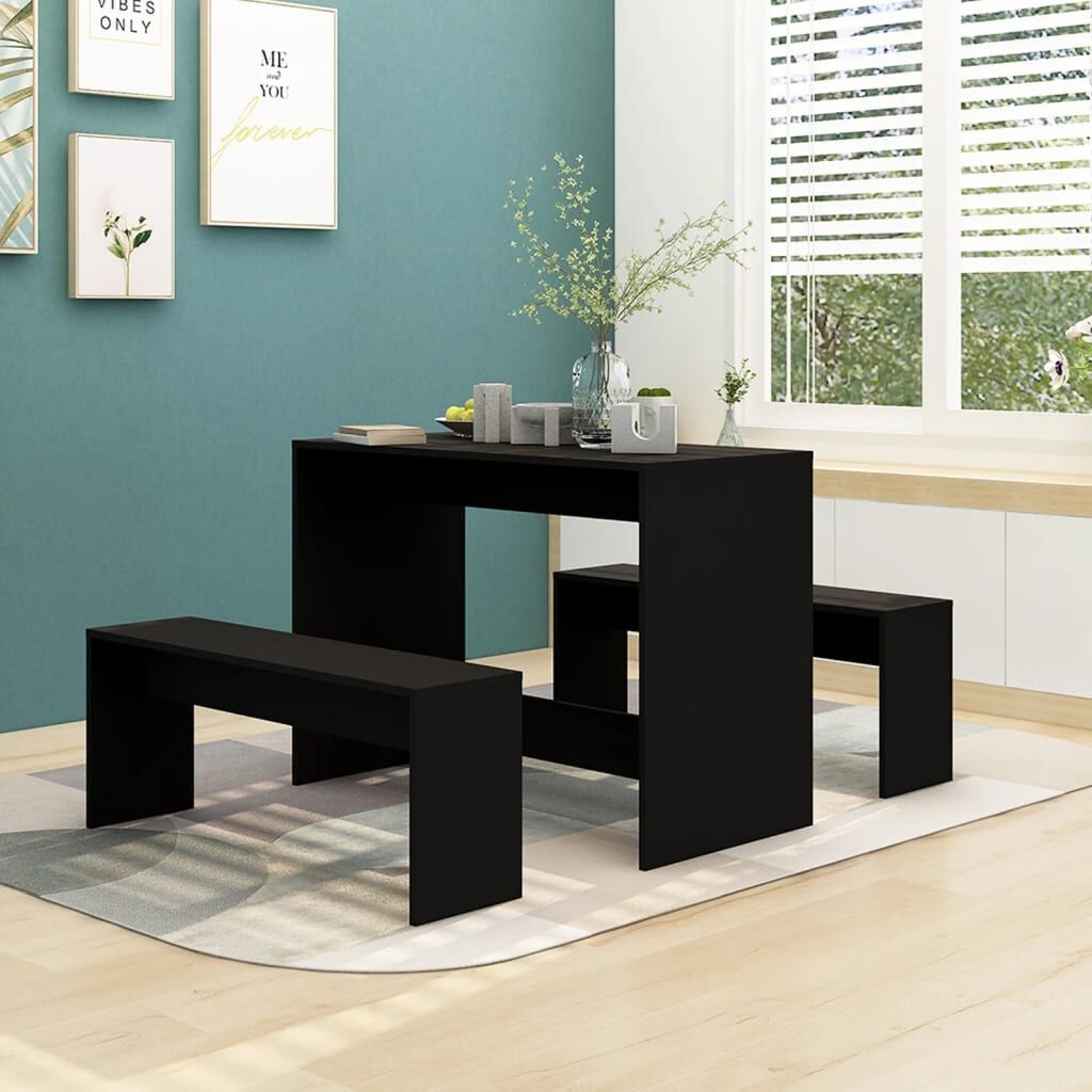 vidaXL Eethoekset 3-delig Zwart Hout - 35% Korting!