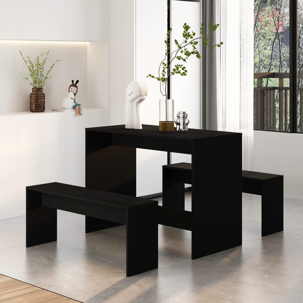 vidaXL Eethoekset 3-delig Zwart Hout - 35% Korting!