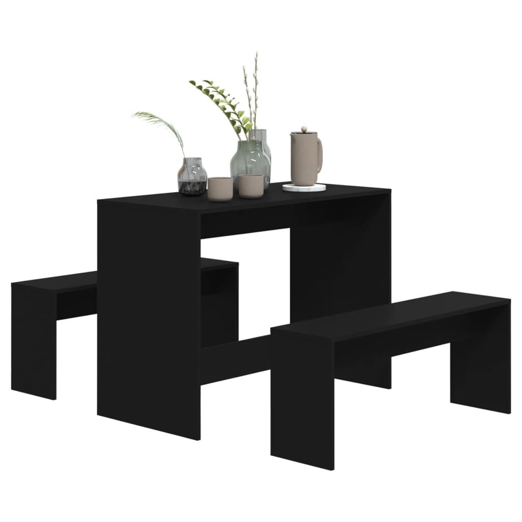 vidaXL Eethoekset 3-delig Zwart Hout - 35% Korting!
