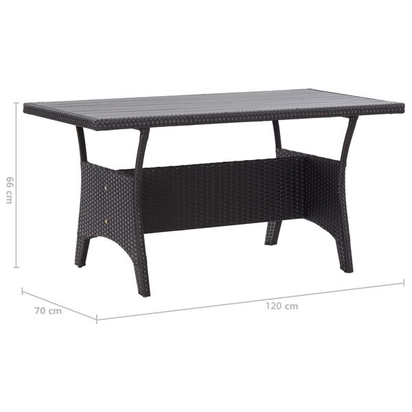 vidaXL Tuintafel Poly Rattan Zwart 120x70cm - Retourdeal!