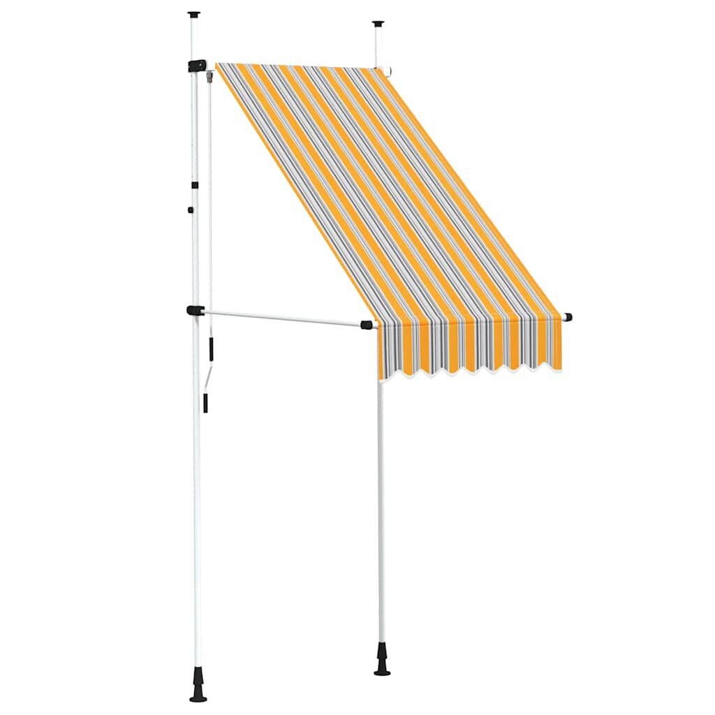 vidaXL Handmatige Luifel 100cm Geel/Blauw - Retourdeal!