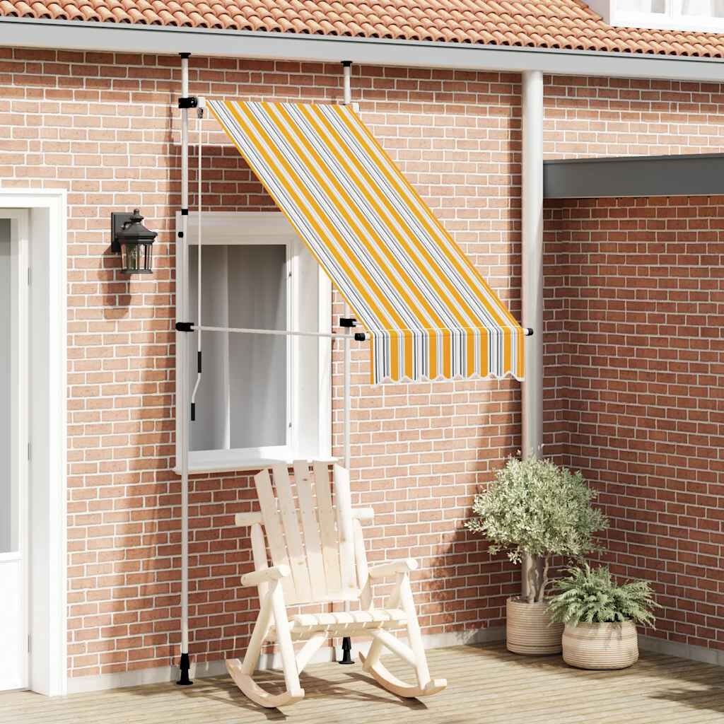 vidaXL Handmatige Luifel 100cm Geel/Blauw - Retourdeal!
