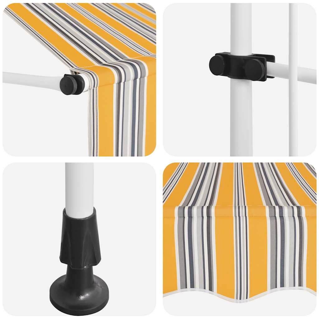 vidaXL Handmatige Luifel 100cm Geel/Blauw - Retourdeal!