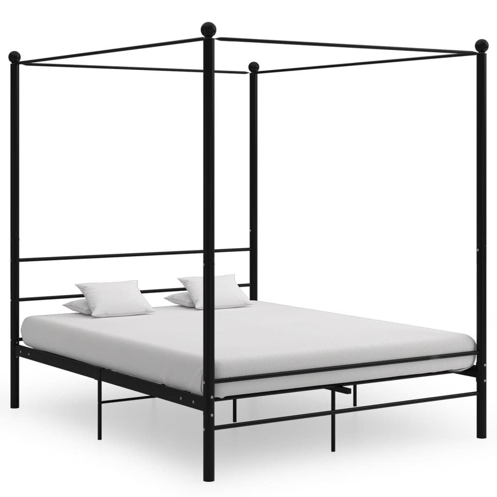 Hemelbedframe Zwart Metaal 160x200 cm - Zo Goed Als Nieuw!