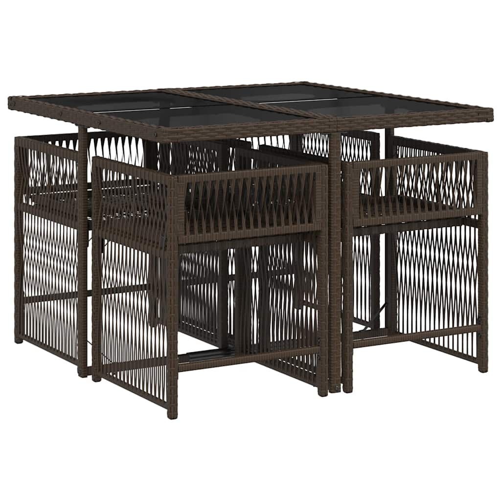 Tuinset 5-delig Bruin Rattan met Kussens - 64% Korting!