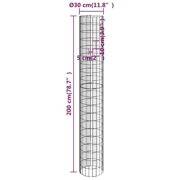 vidaXL Gabion Paal Ø30x200cm - Gegalvaniseerd - 42% Korting!