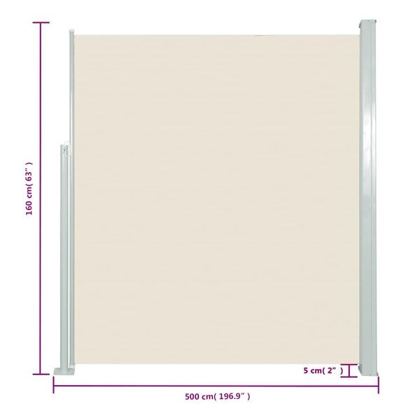 VidaXL Uittrekbaar Windscherm Crème 160x500cm - Retourdeal!
