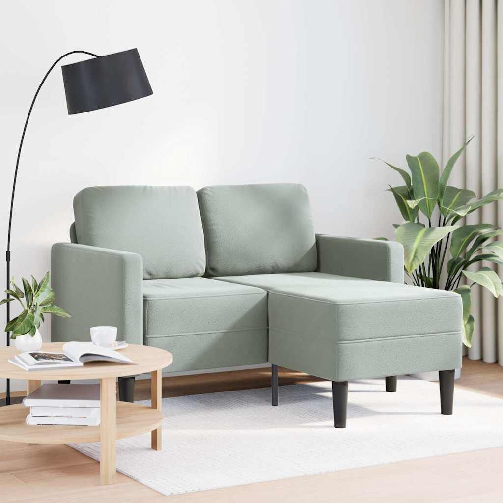VidaXL 2-zits L-Bank met Ligstoel Lichtgrijs Fluwelen - Retourdeal!