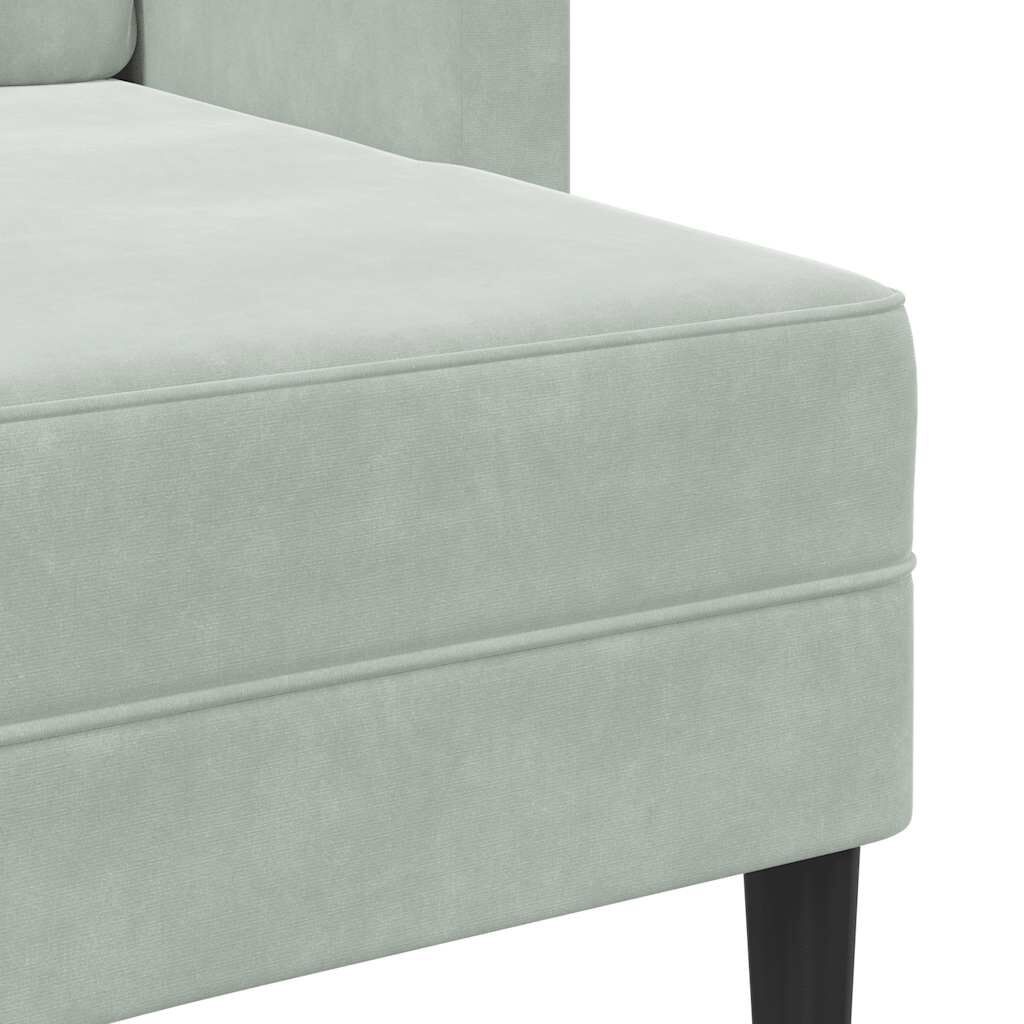 VidaXL 2-zits L-Bank met Ligstoel Lichtgrijs Fluwelen - Retourdeal!