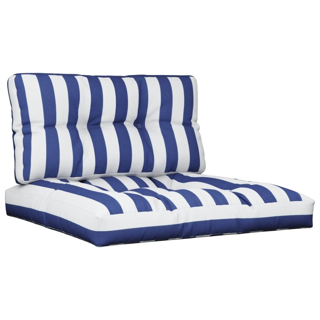 vidaXL Palletkussens Wit & Blauw Gestreept - Retourdeal!