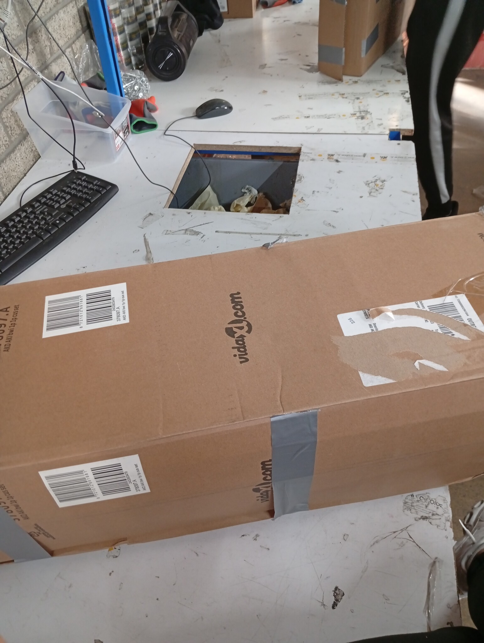 vidaXL Palletkussens Wit & Blauw Gestreept - Retourdeal!