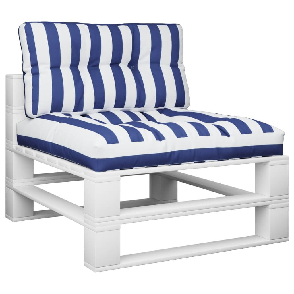 vidaXL Palletkussens Wit & Blauw Gestreept - Retourdeal!