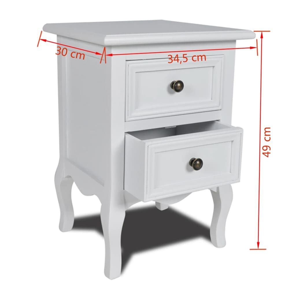 VidaXL Nachtkastjes (2x) Wit MDF - 35% Korting!