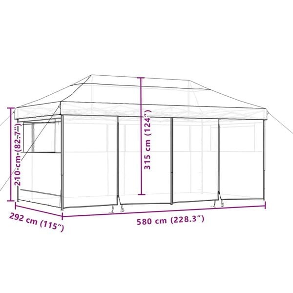 Partytent Inklapbaar Taupe 580x292cm - 35% Korting!