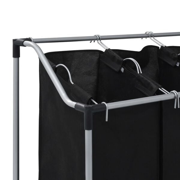 VidaXL Wasmand Sorteerder 3 Vakken Zwart - 40% Korting!