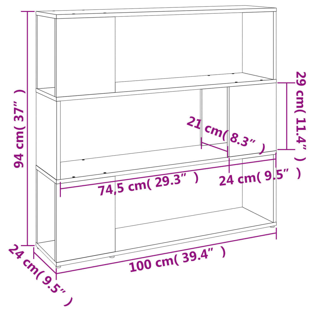 Boekenkast/Kamerscherm Bruin Eiken 100cm - 40% Korting!