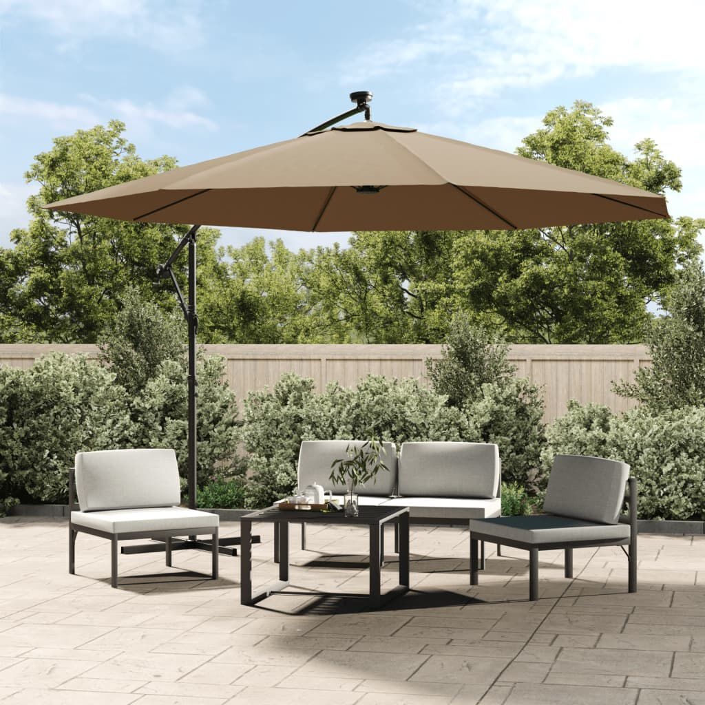 Zweefparasol LED 350cm Taupe - 60% Korting! (Retour)