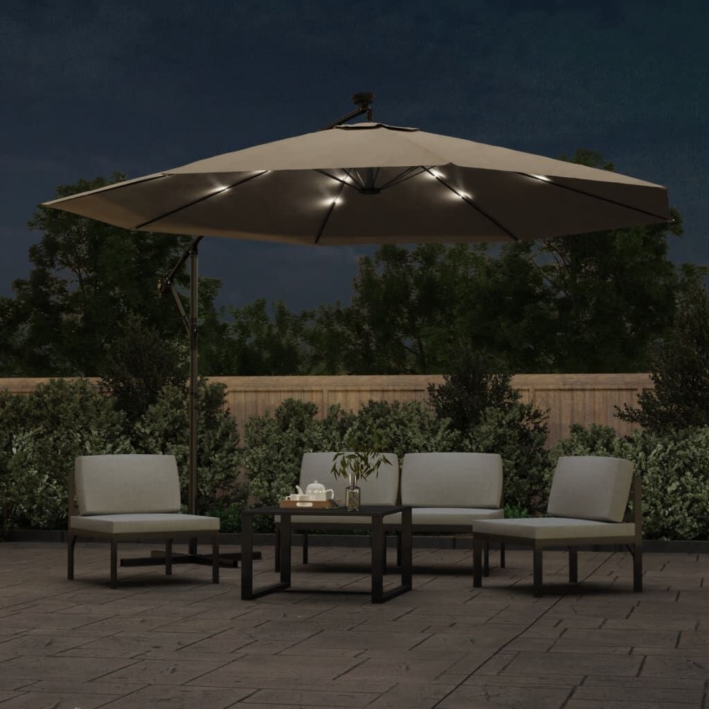 Zweefparasol LED 350cm Taupe - 60% Korting! (Retour)