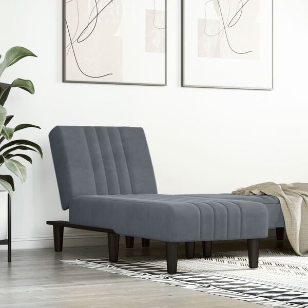 vidaXL Chaise Longue Donkergrijs - 55% Korting! (Beschadigd)
