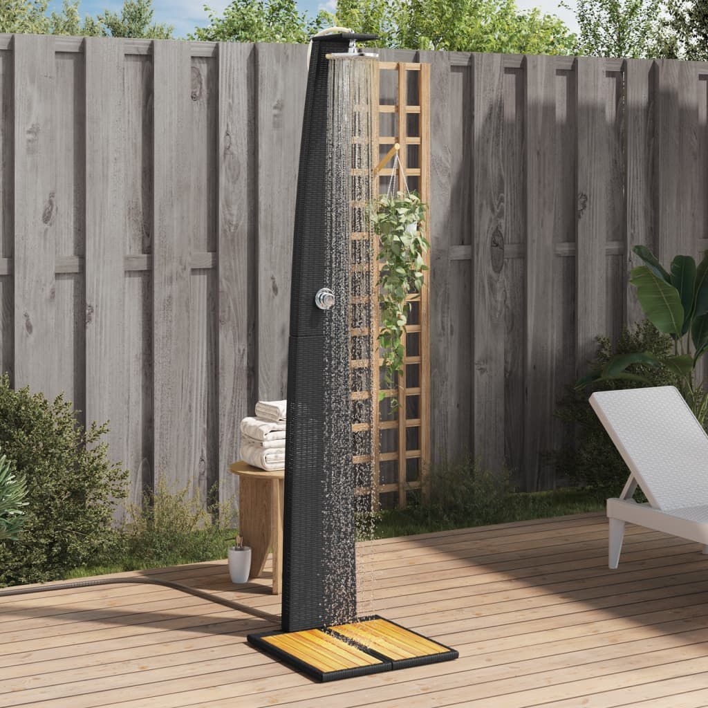 VidaXL Buitendouche Zwart - 40% Korting! Poly Rattan & Acaciahout