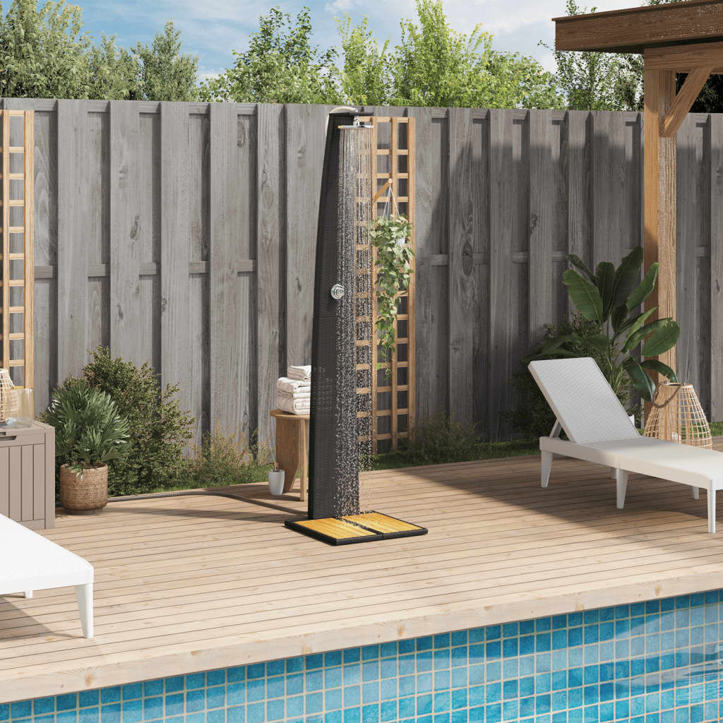 VidaXL Buitendouche Zwart - 40% Korting! Poly Rattan & Acaciahout