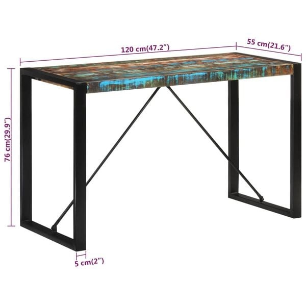 vidaXL Eettafel Recycled Hout 120cm - 40% Korting!