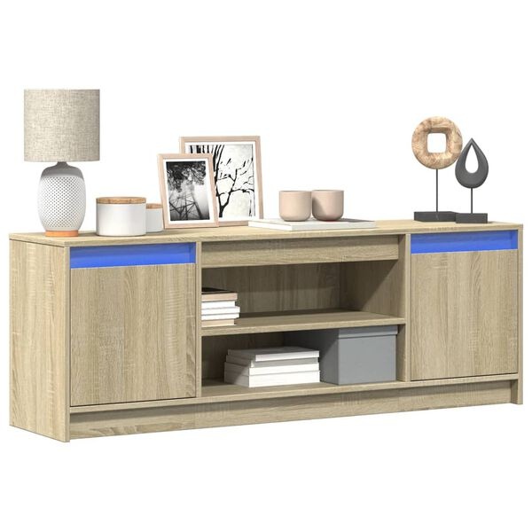 vidaXL TV-Meubel Sonoma Eiken LED - 140cm - 40% Korting!