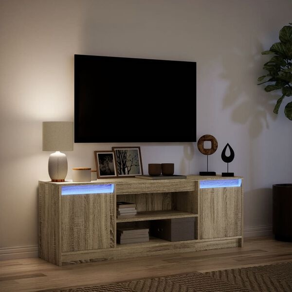 vidaXL TV-Meubel Sonoma Eiken LED - 140cm - 40% Korting!