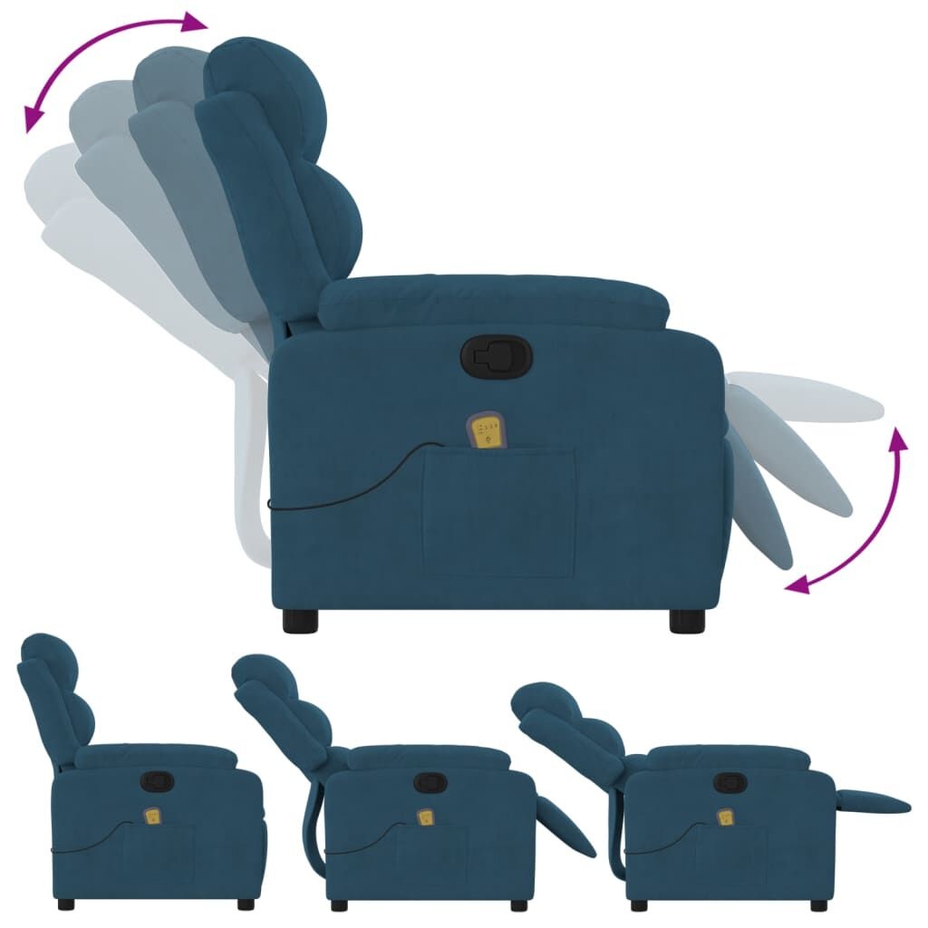 VidaXL Massagestoel Blauw Fluweel -40%! Verstelbaar & Relax!
