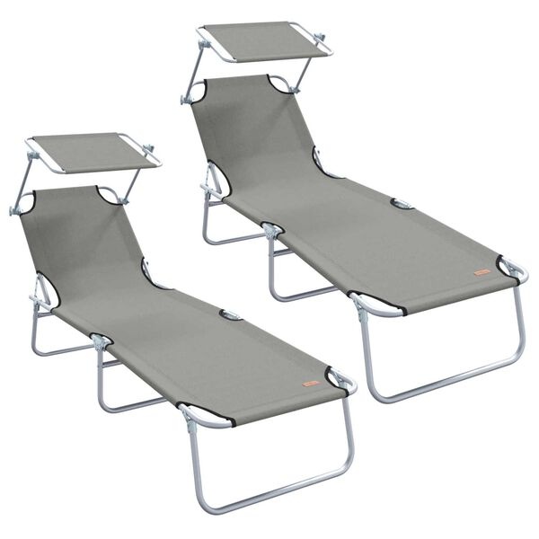 Ligbed met Luifel Grijs - Inklapbaar - 40% Korting!