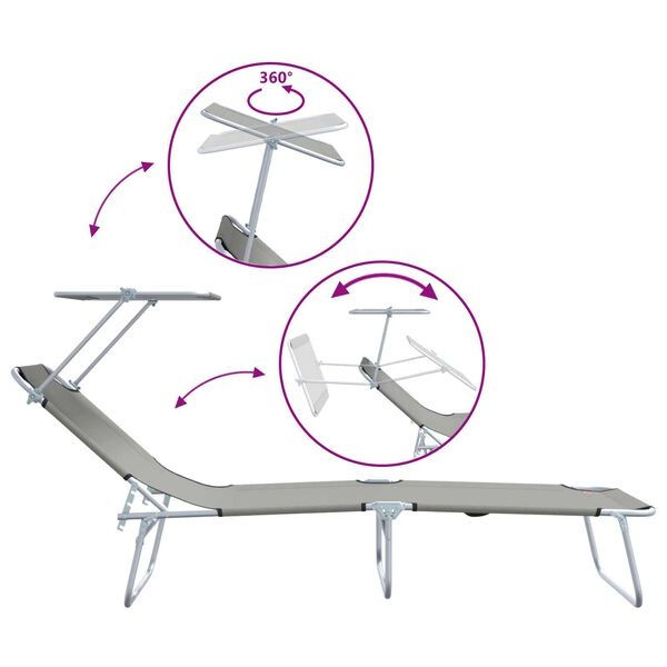 Ligbed met Luifel Grijs - Inklapbaar - 40% Korting!