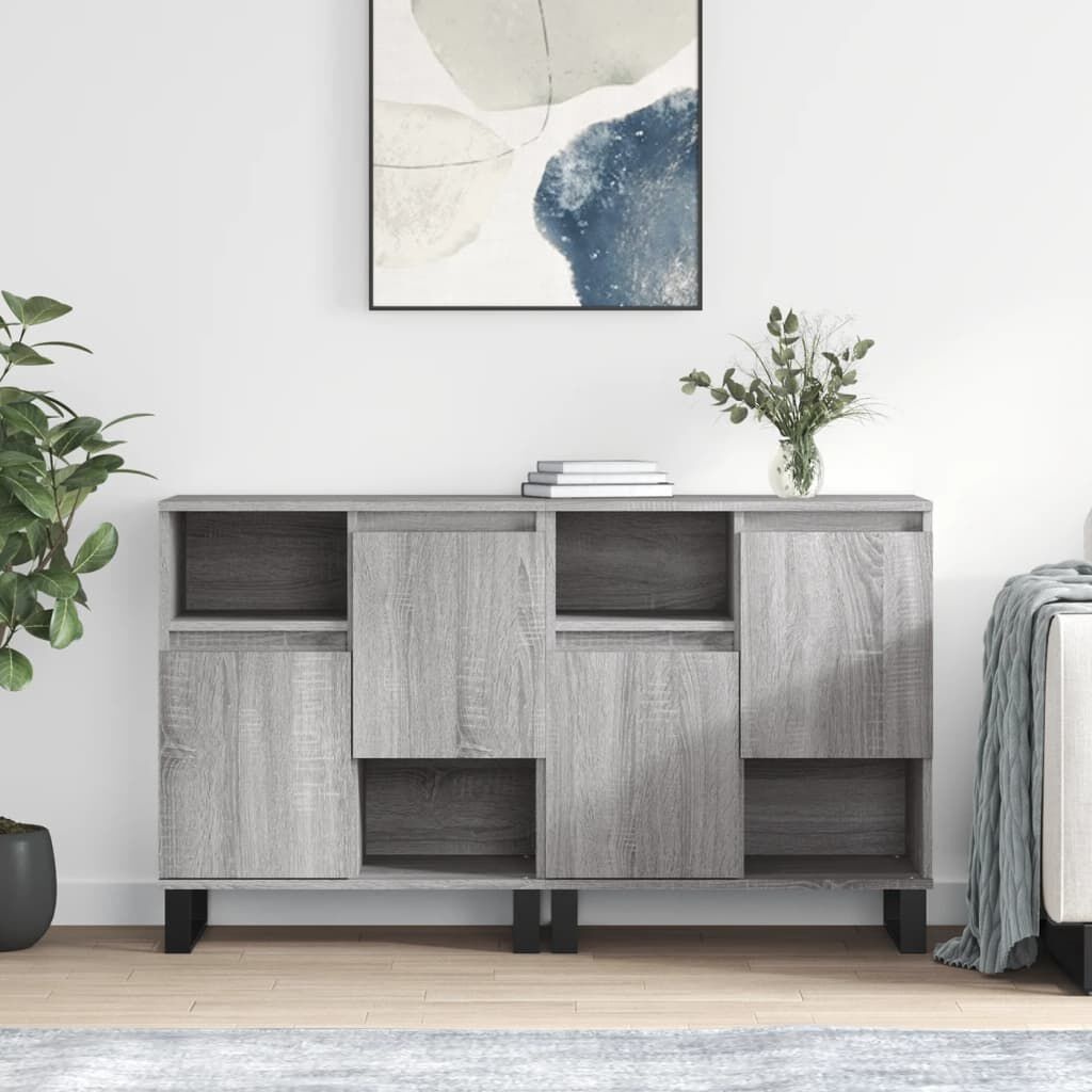 vidaXL Dressoirs (2 st) Grijs/Eiken - 40% Korting!