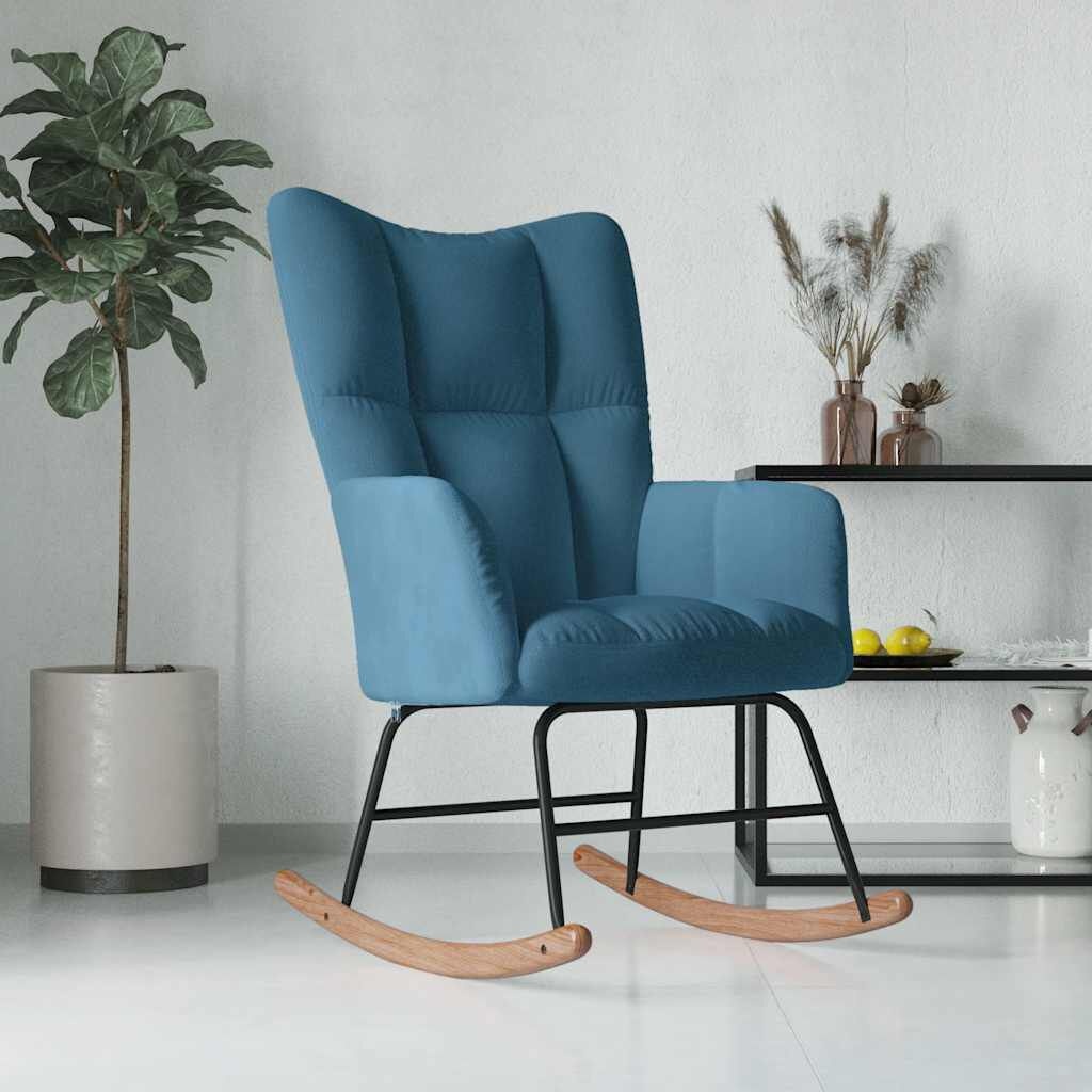 Blauwe Fluweel Schommelstoel - 55% Korting! (Beschadigd)