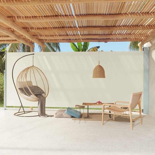 vidaXL Uittrekbaar Tuinscherm 220x600cm Crème - 35% Korting!