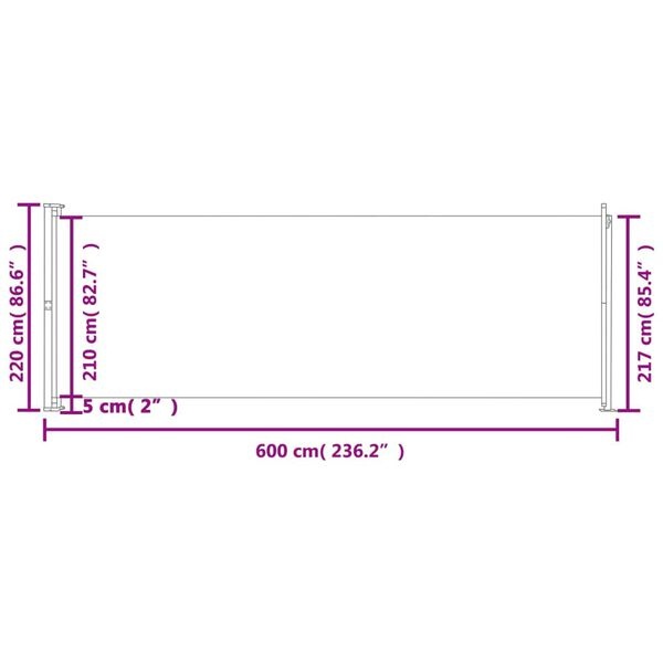 vidaXL Uittrekbaar Tuinscherm 220x600cm Crème - 35% Korting!