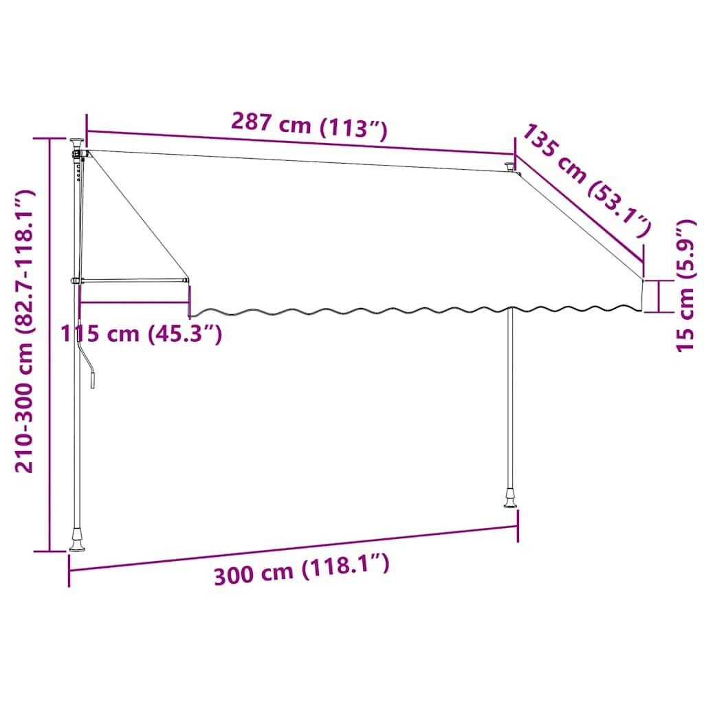 VidaXL Luifel 300cm Blauw/Wit - 60% Korting! (Beschadigd)