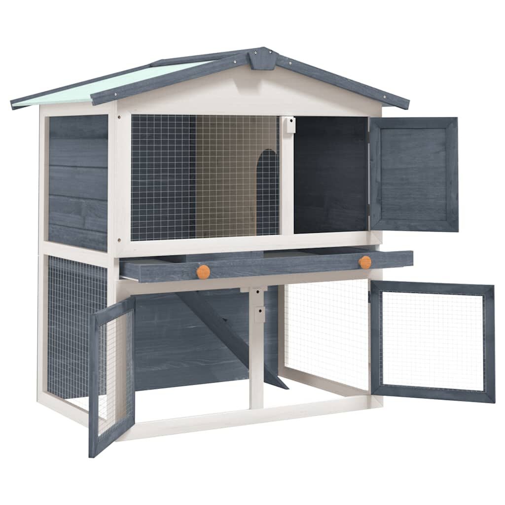 Konijnenhok Buiten Hout Grijs - 40% Korting! (Montagekit Mist)