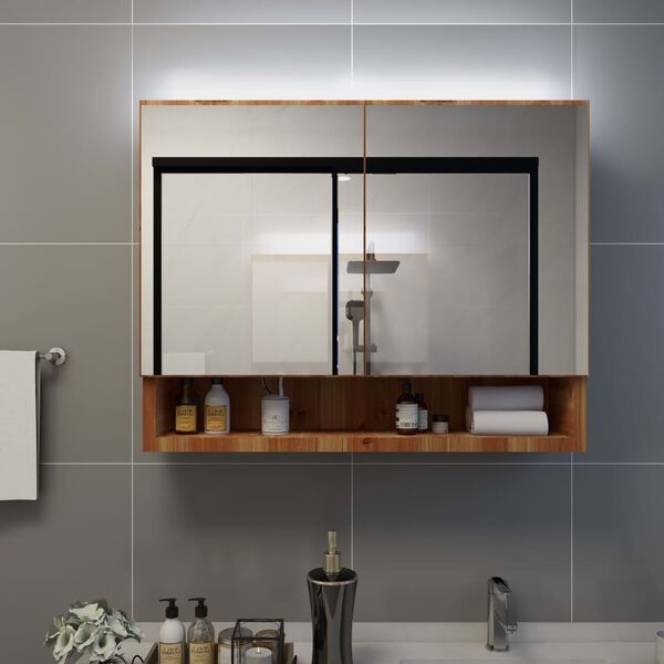 vidaXL LED Badkamerspiegelkast 80cm eiken - 40% Korting!