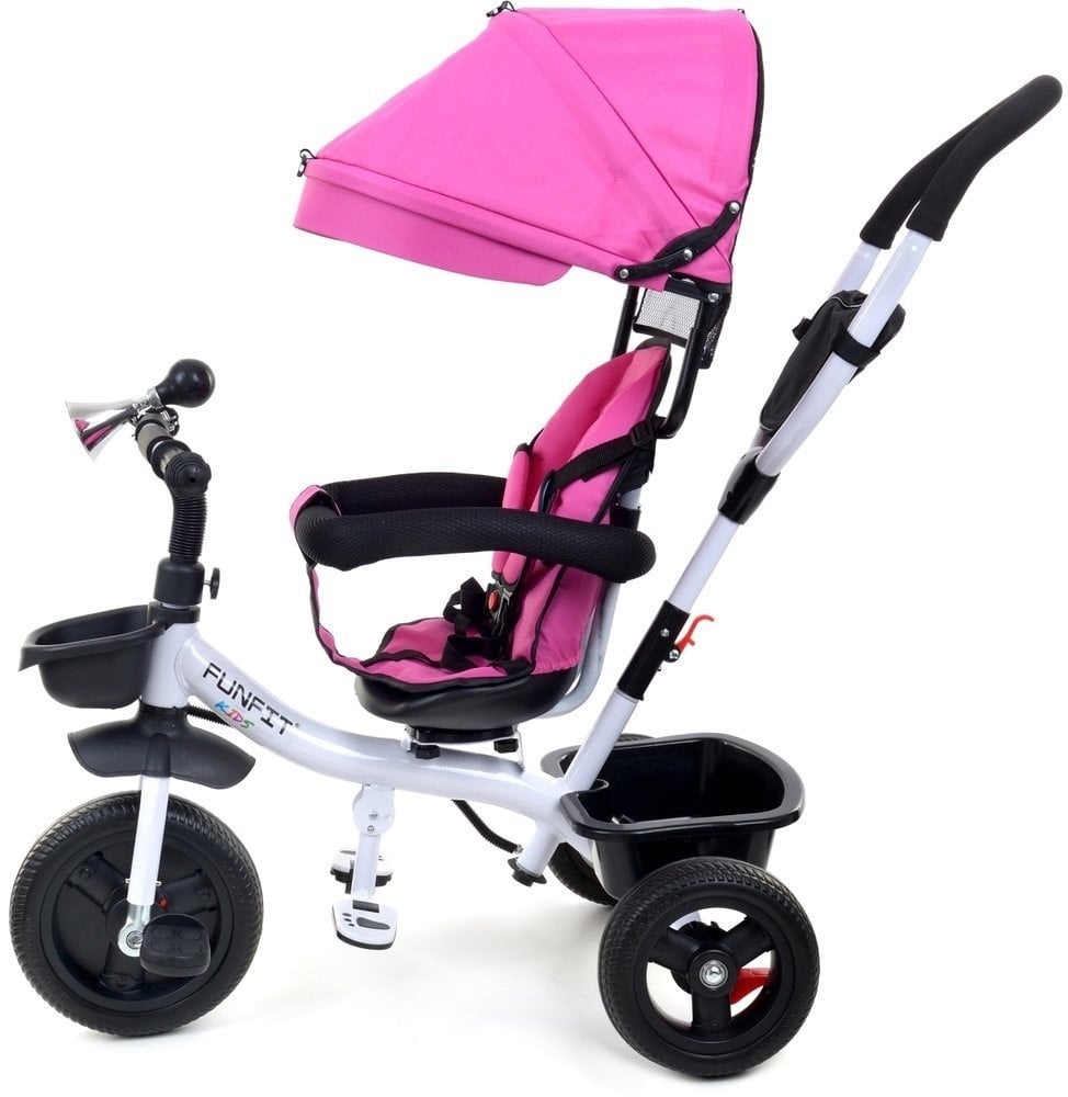 Driewieler met Duwstang & Zonnekap Roze - 40% Korting!