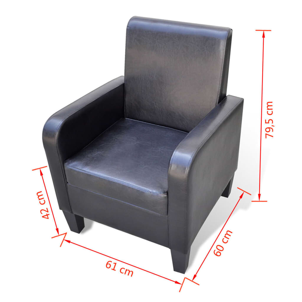 VidaXL Zwarte Kunstleren Fauteuil - Retourdeal! 40% Korting