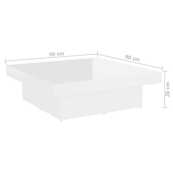Salontafel Hoogglans Wit 90x90cm - 40% Korting!