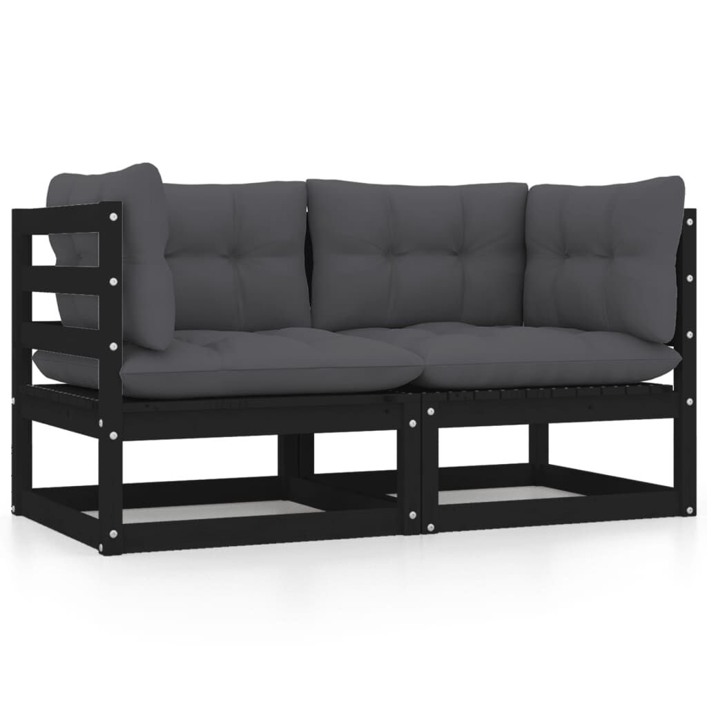 Tuinbank 2-zits Grenenhout Zwart + Kussens - 35% Korting!