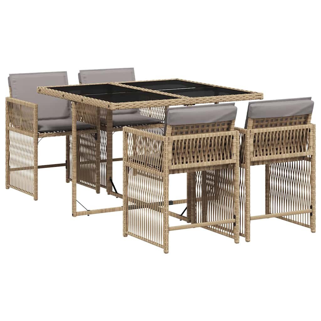 Tuinset 5-delig Beige Rattan - 40% Korting! Zo Goed Als Nieuw