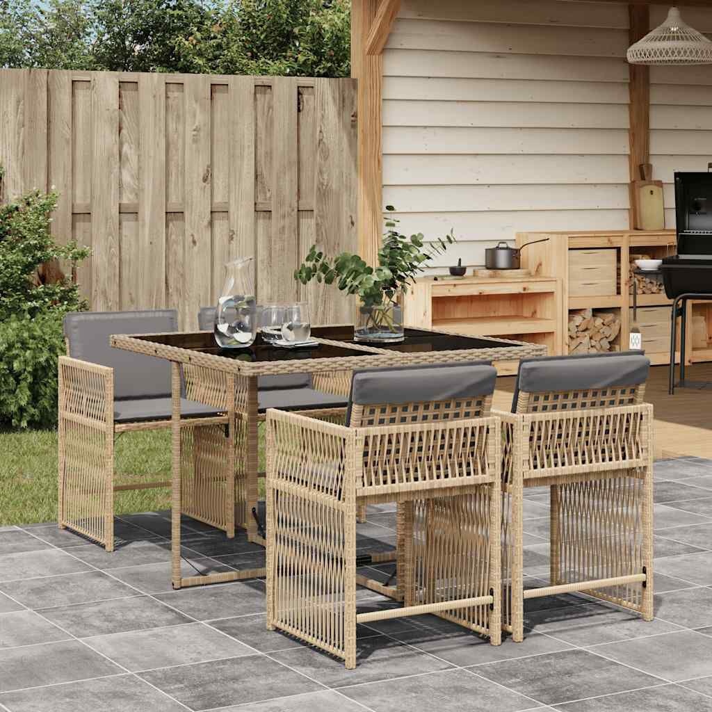 Tuinset 5-delig Beige Rattan - 40% Korting! Zo Goed Als Nieuw
