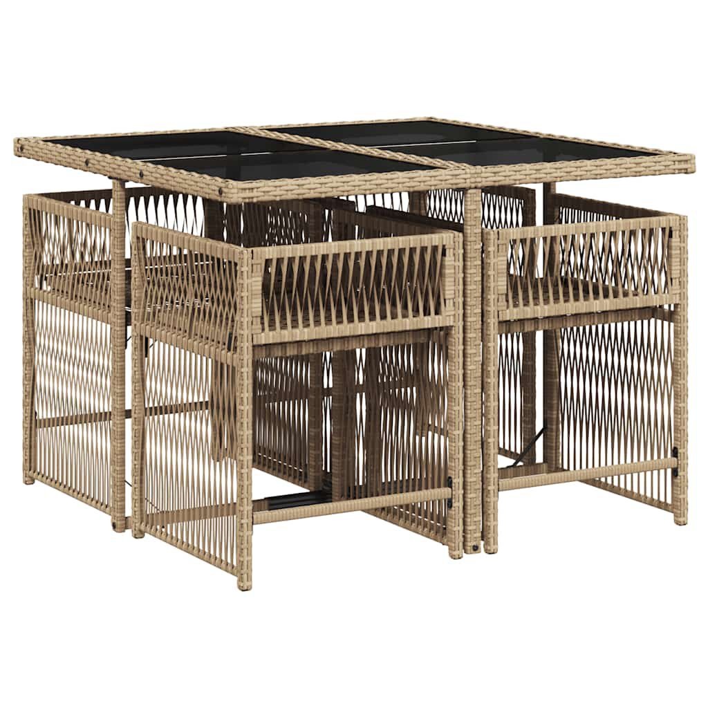 Tuinset 5-delig Beige Rattan - 40% Korting! Zo Goed Als Nieuw