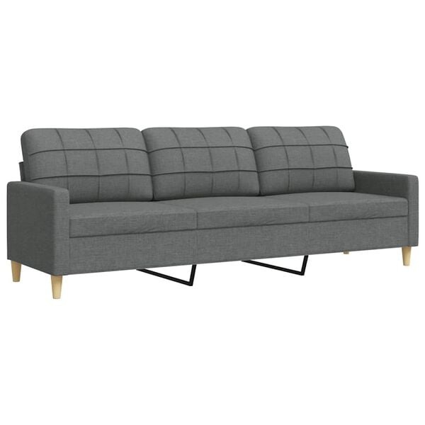 vidaXL Donkergrijze Driezitsbank 210cm - 35% Korting!