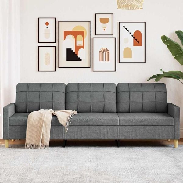 vidaXL Donkergrijze Driezitsbank 210cm - 35% Korting!