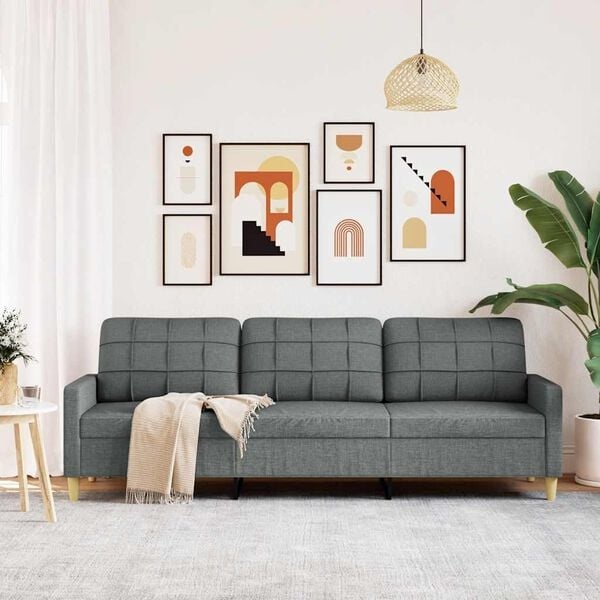 vidaXL Donkergrijze Driezitsbank 210cm - 35% Korting!